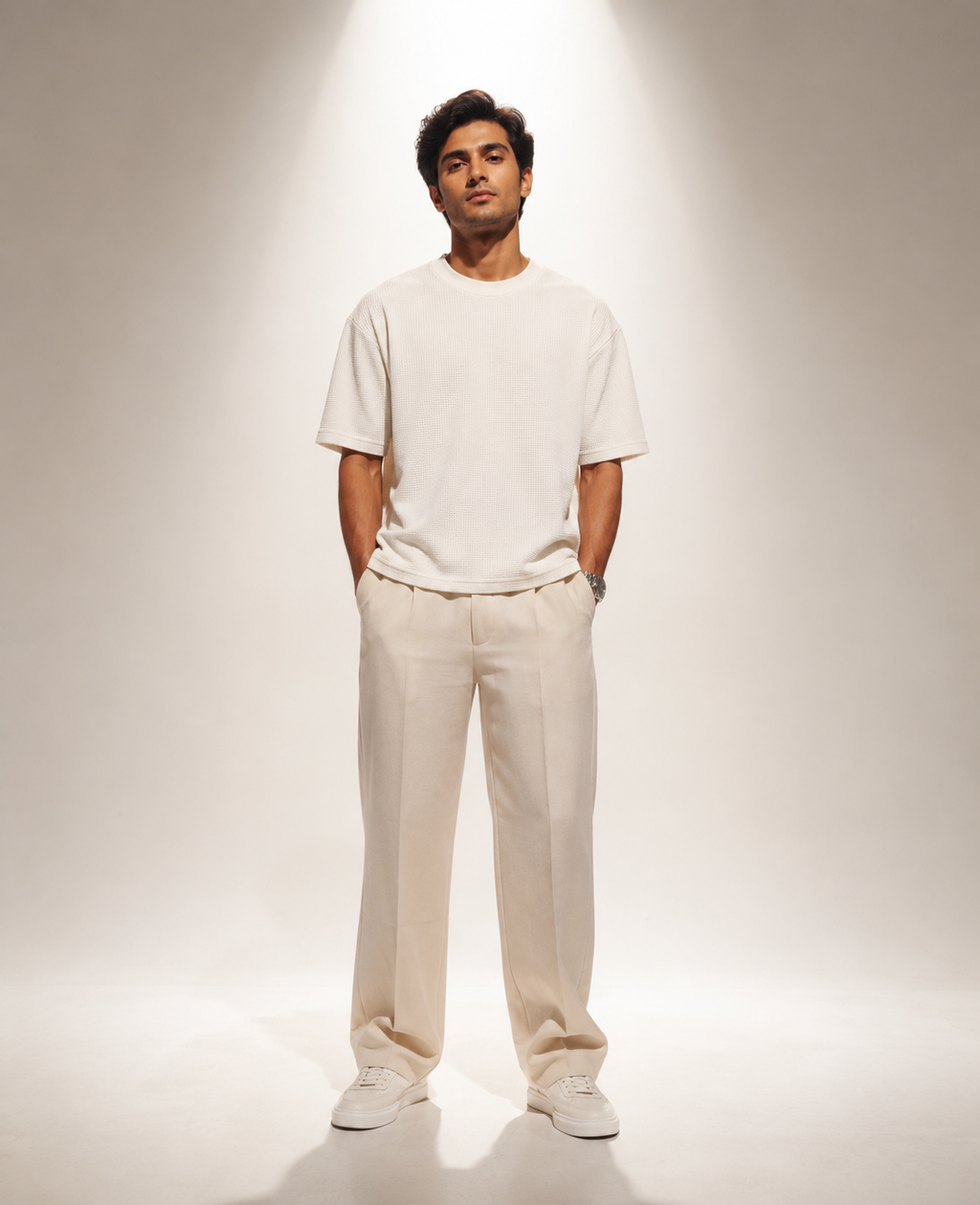 SOLN White Waffle Knit Tshirt