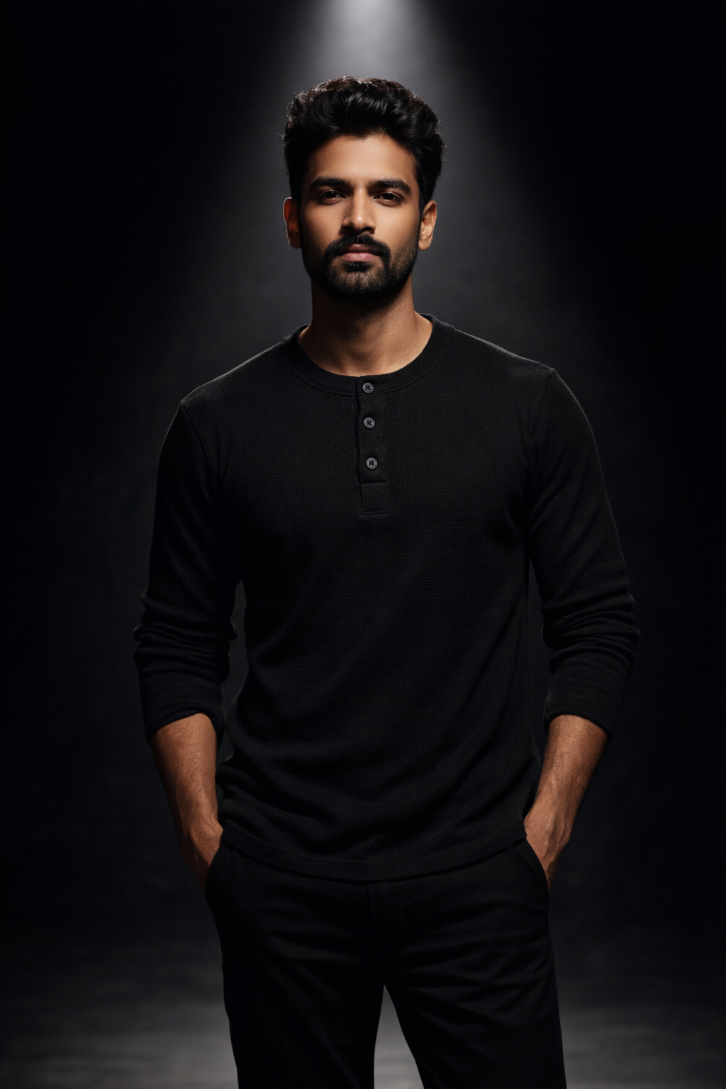SOLN Black Henley