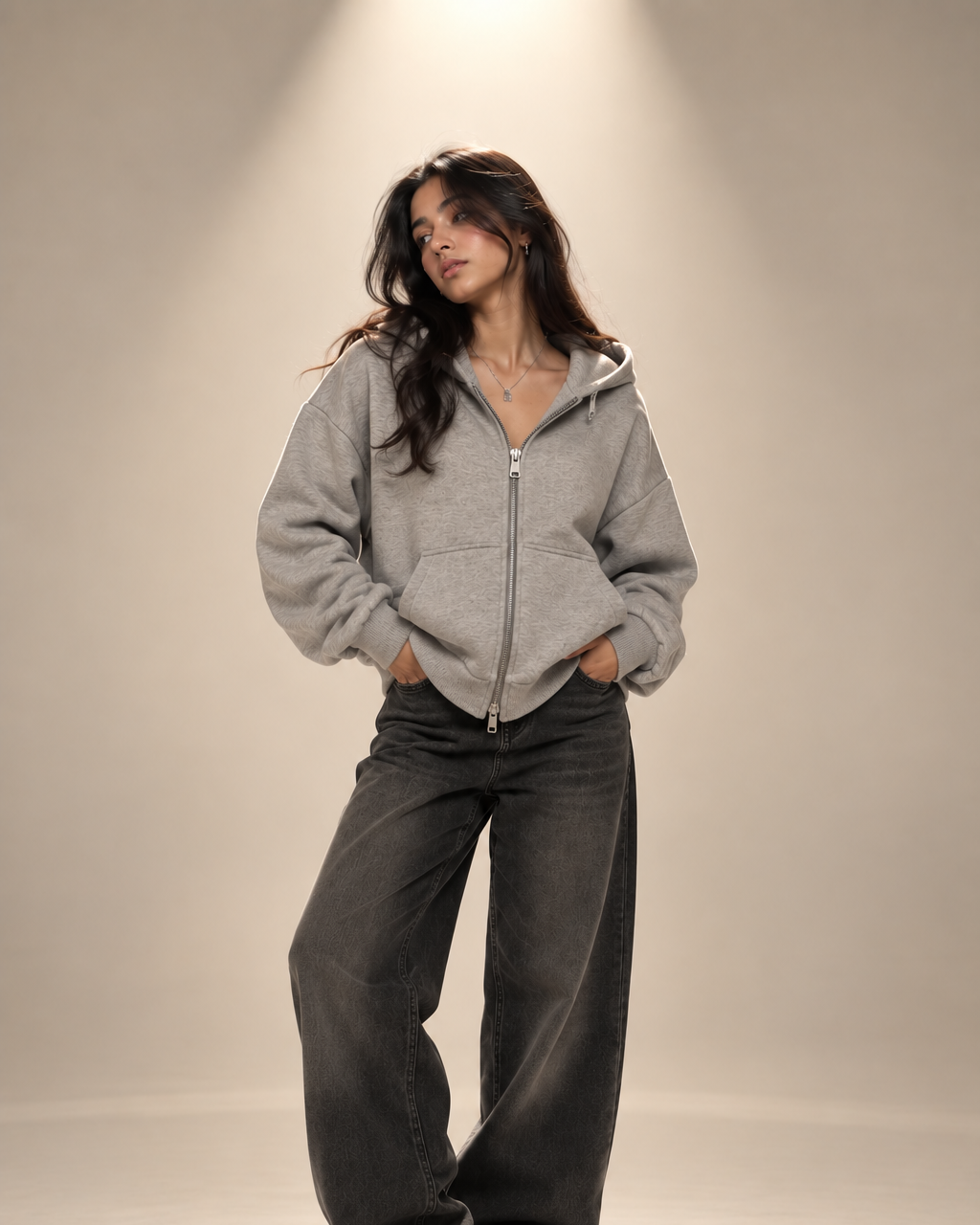 Grey Double Zip