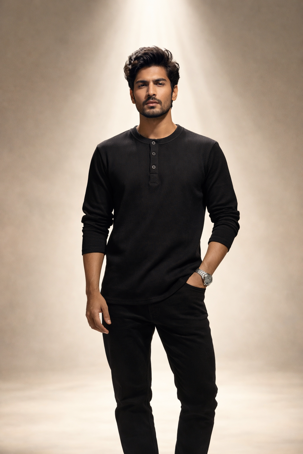 SOLN Black Henley