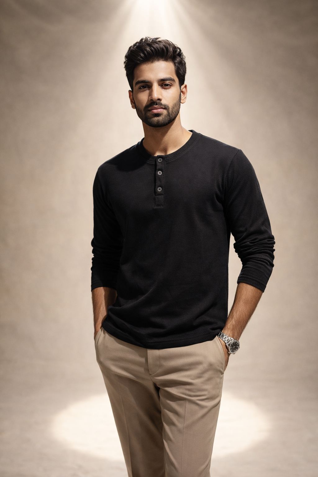 SOLN Black Henley