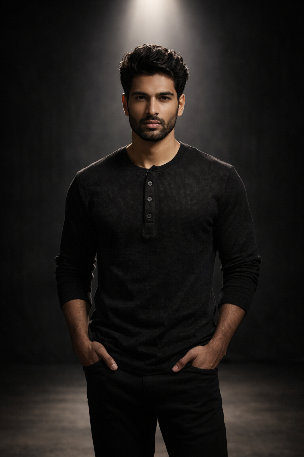 SOLN Black Henley