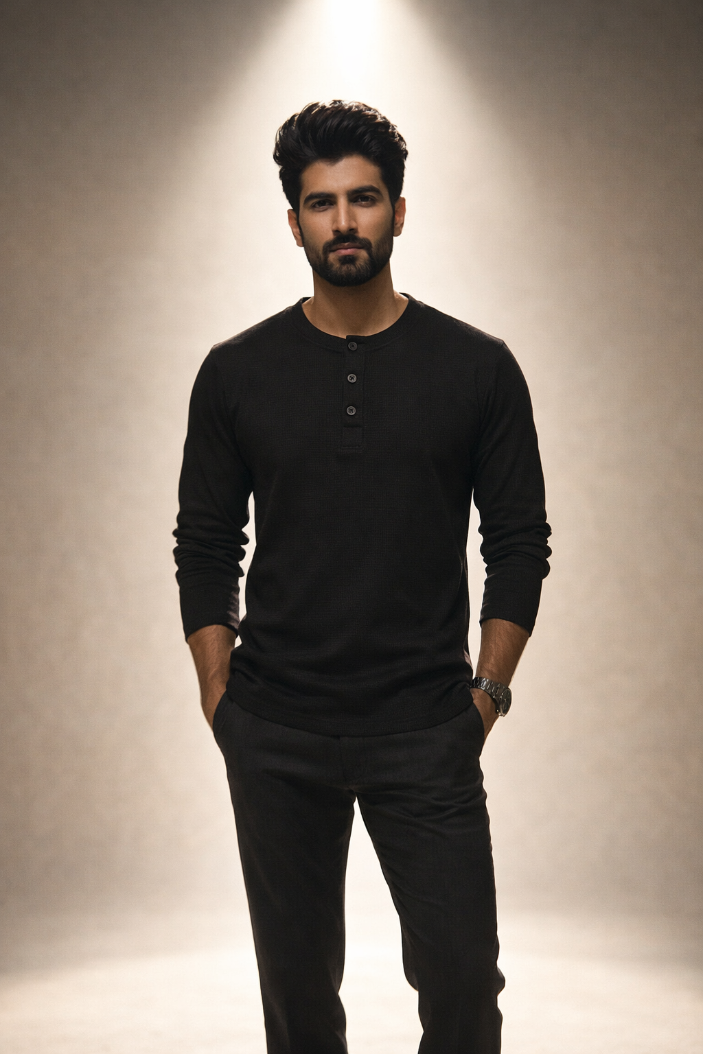 SOLN Black Henley