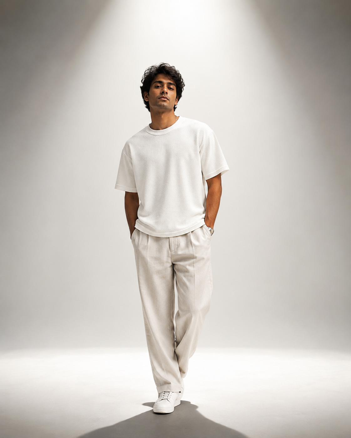 SOLN White Waffle Knit Tshirt